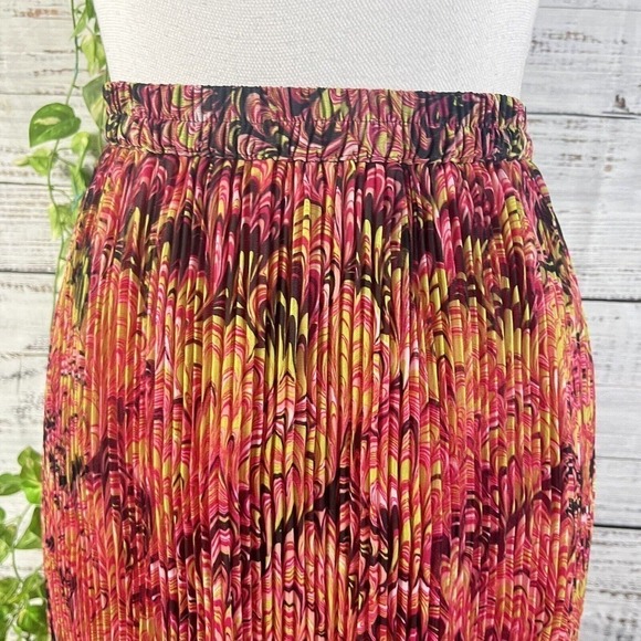 Krazy Kat Skirt size XXL Pink Green Paisley Pleated Sheer Midi Modest Boho - Picture 3 of 13